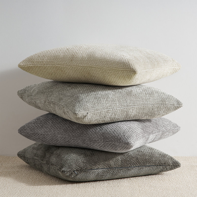 Housses de coussins décoratifs en chenille, Gris, Carré 18 po