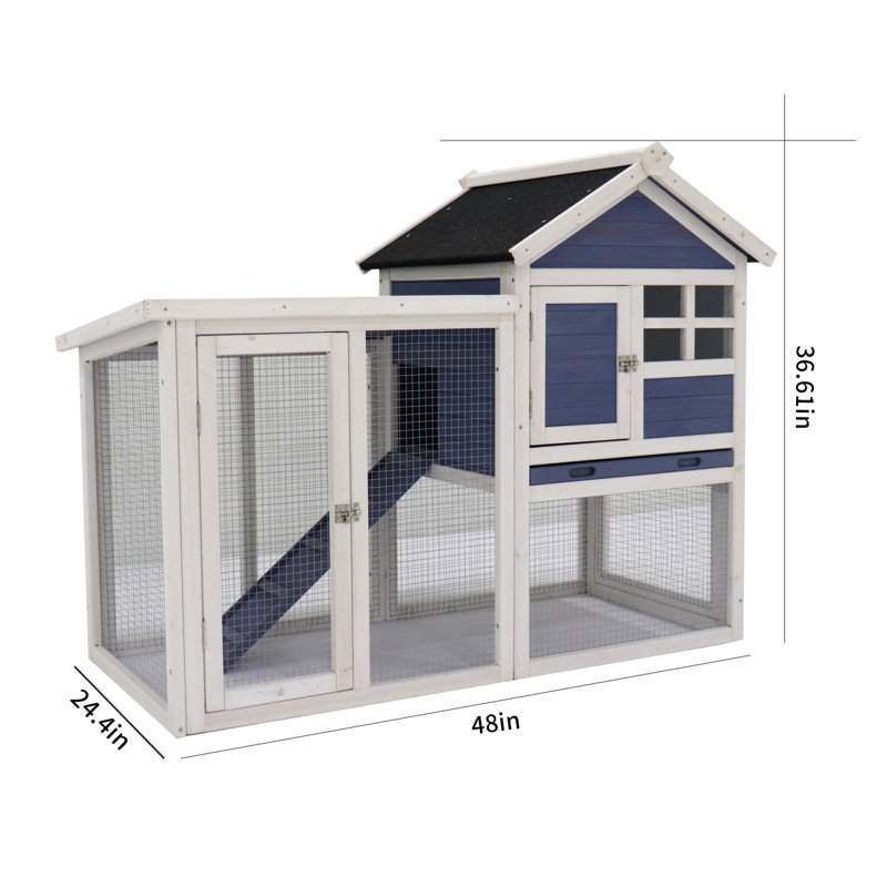 Cage à volaille en bois de luxe pour poulailler avec plateau amovible, Bleu