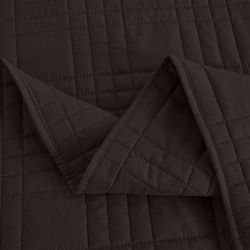Lightweight Microfiber Reversible 3 Piece Coverlet / Bedspread Set, Queen Bedspread + 2 Standard Shams, Brown