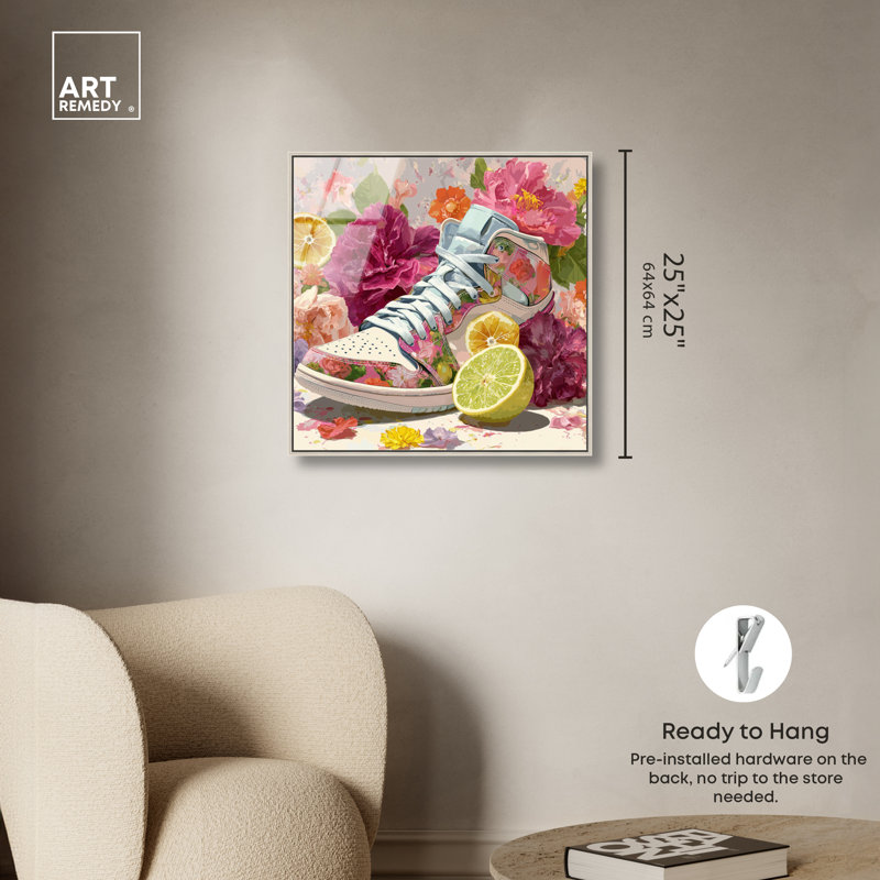 Décoration murale en forme de dortoir à agrumes avec imprimé acrylique Citrus Bright par Art Remedy, cadre argenté, 24 x 24
