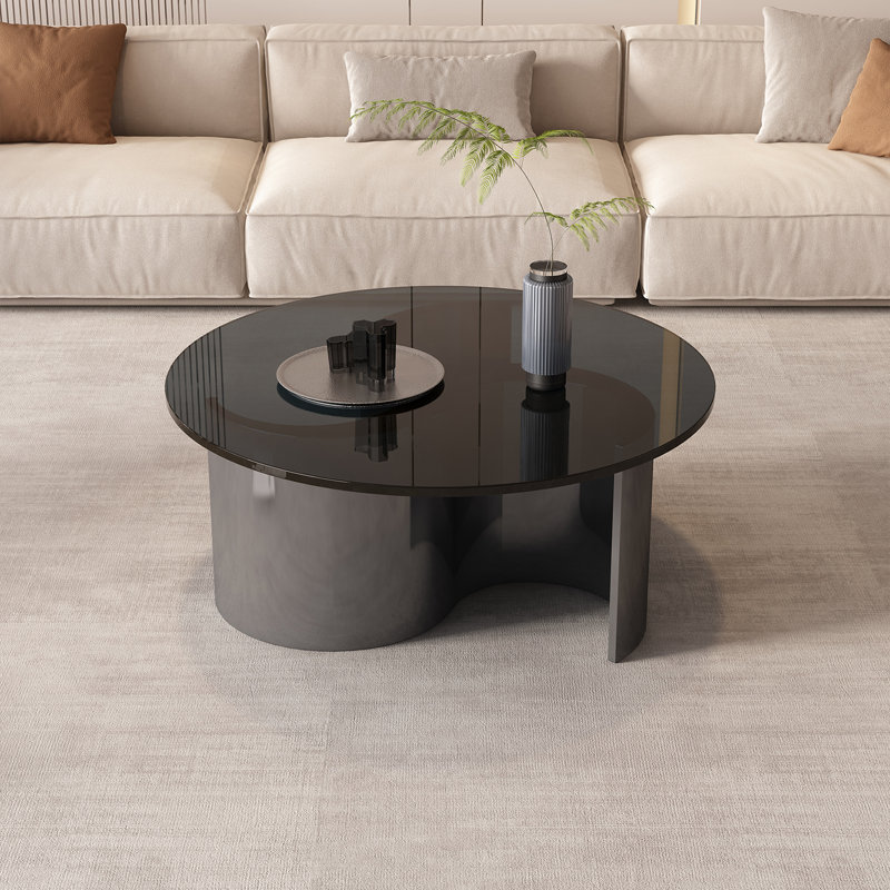 Table basse Italian Luxury, H 16,5 po x L 31,5 po x l 31,5 po, Plateau noir / base noire