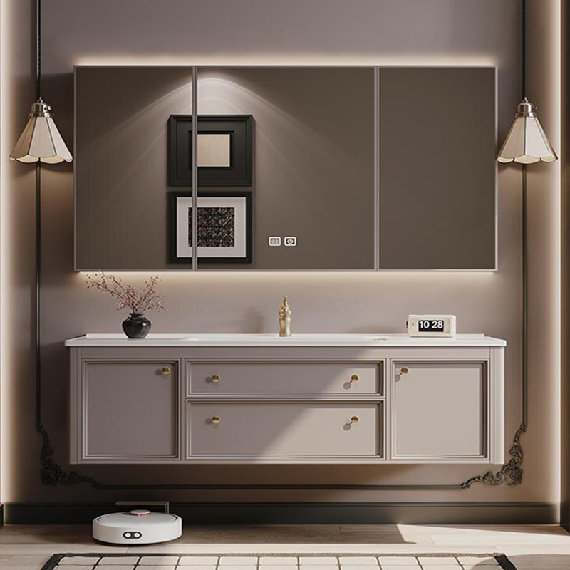 Armoire de salle de bain de style américain rétro., H 19,69 po x l 59,45 po x P 19,69 po
