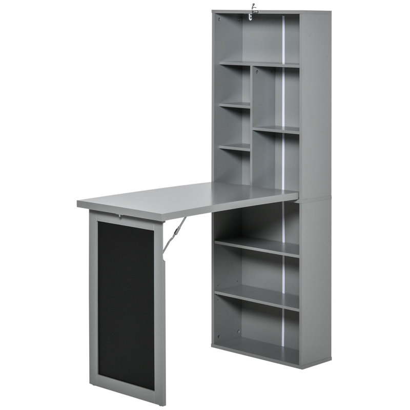 Fold-out Convertible Writing Table Wall Mount Desk, Grey