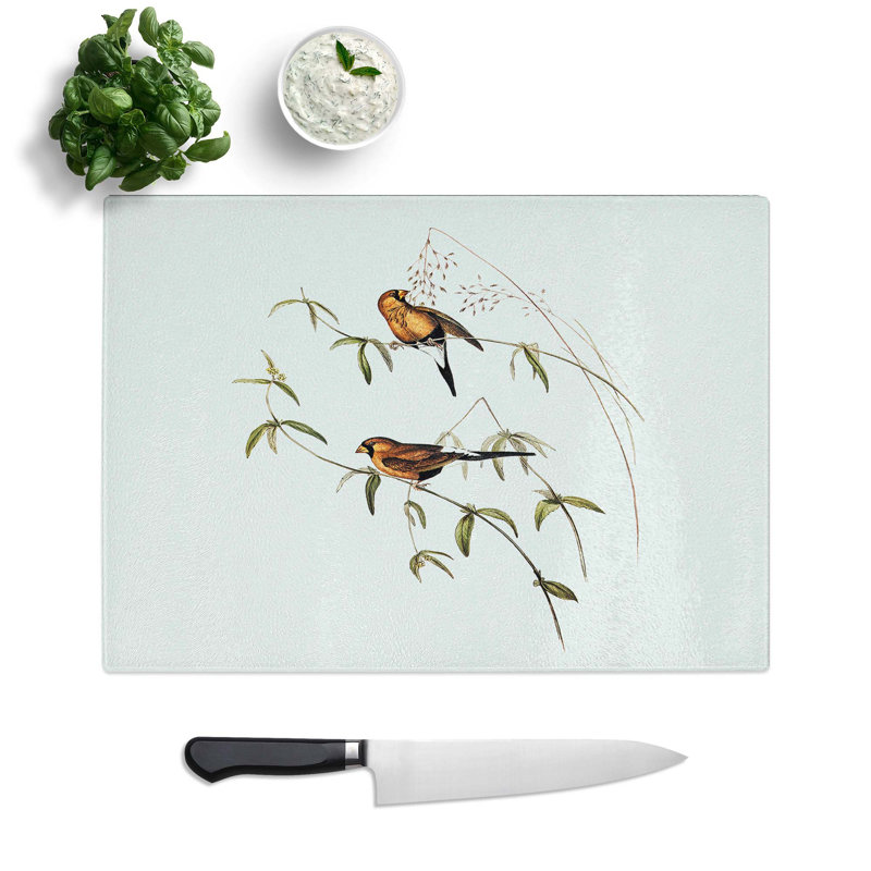 Glass Masked Grass Finch by Elizabeth Gould Chopping Board, 39 cm W x 28.5 cm L