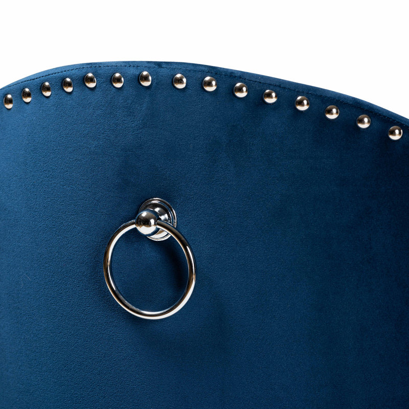 Velvet Barrel Chair, Navy Blue
