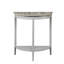 Table en demi-lune grise et chêne avec console et compartiment de rangement