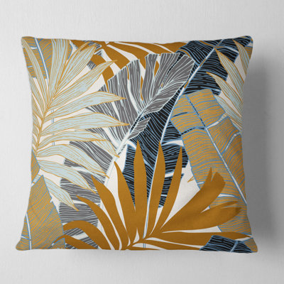 Tropical Palm Tree and Banana Leaves Square Pillow Cover & Insert
