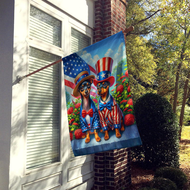 Drapeau «All American House», Étoile bleue / Pinscher miniature à rayures roug