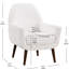 Fauteuil blanc, tissu Boucle, fabrication en bois massif, coussin d'appoint amovible, conception moderne avec boucle, siège en mousse, pieds