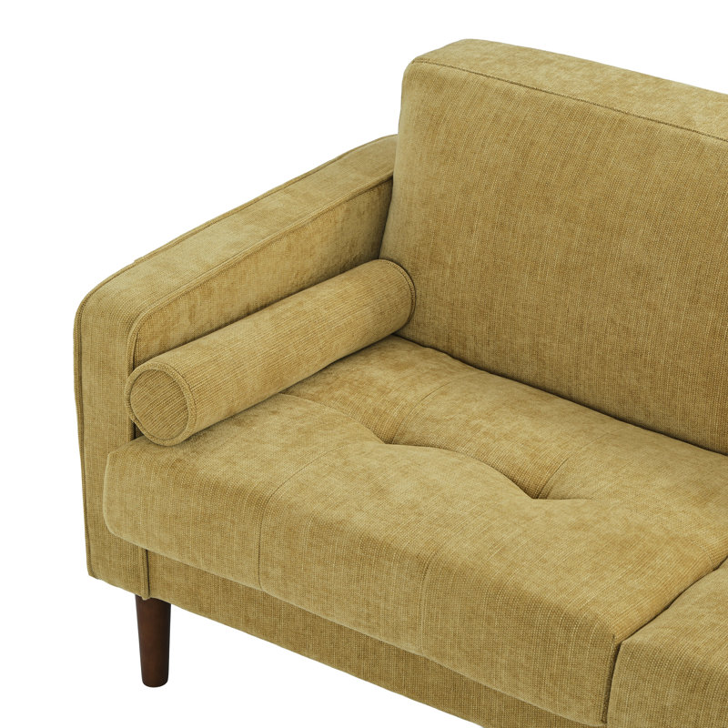 Causeuse à accoudoirs carrés 62,7 po Carmelinda, Chenille jaune