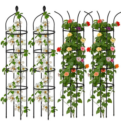 5.9FT Garden Obelisk Trellis, Rustproof Adjustable Climbing Plant Tower Support for Flower Vegetable Vine Outdoor Garden Yard Decor
