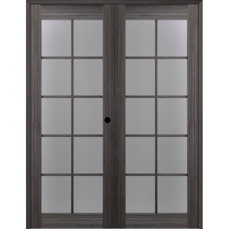 Porte française double pré-montée en verre givré Palladio Active 10-Lite, 56 po x 96 po, Blanc, Gauche