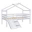 Lit simple mezzanine bas avec glissade et barrières de sécurité-130873423