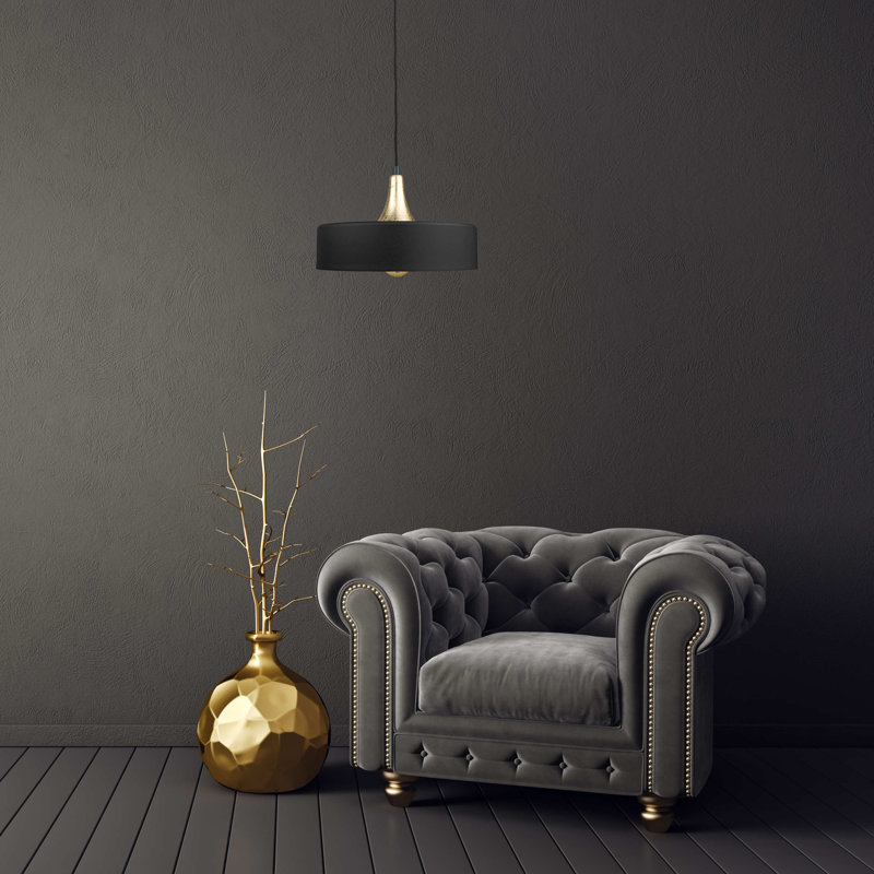 Aristomache 1 - Light Drum Pendant, Black/Gold
