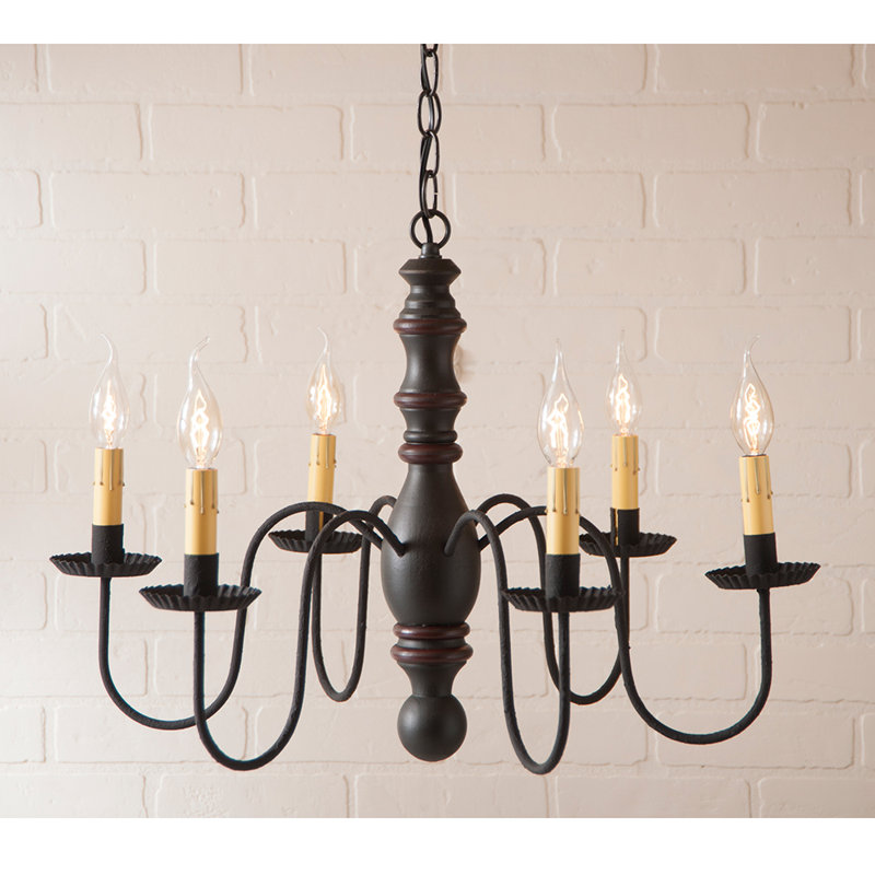 Lustree 6 lumières façon bougie/classique Shisler, Noir de Sturbridge et rouge de Sturbridge
