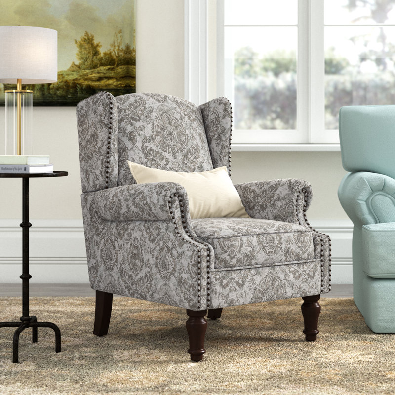 Anndi Upholstered Wingback Accent Chair, Beige Chenille