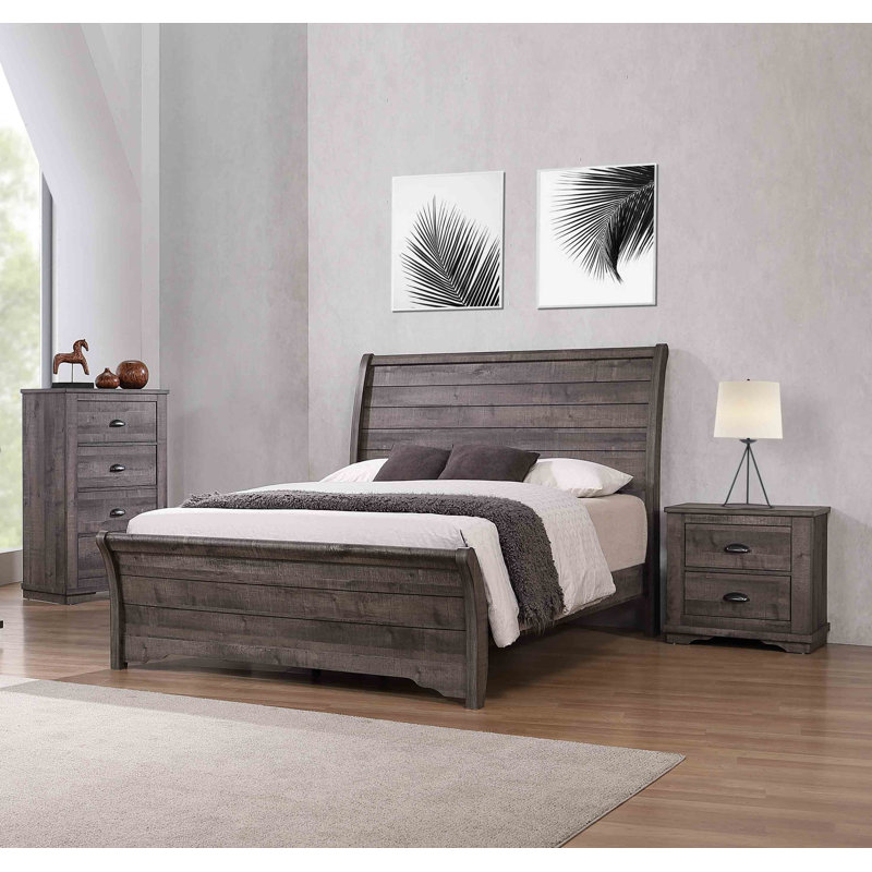 Commode de chevet à 4 tiroirs en bois avec finition gris rustique | Idée de cadeau, Brun