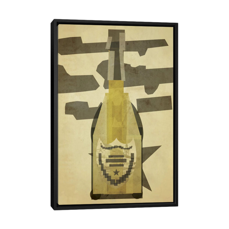 « perignon », impression sur toile tendue, H 60 po x l 40po x P 1,5 po, Toile encadrée noire, Pas de tapis
