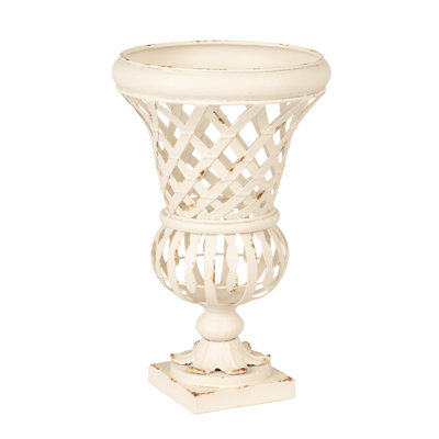Vase urne en métal blanc