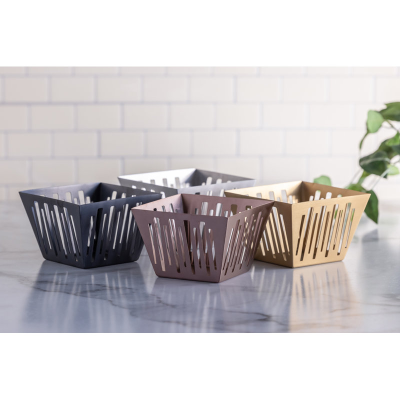 Panier carré en acier inoxydable évasé, Argent argent