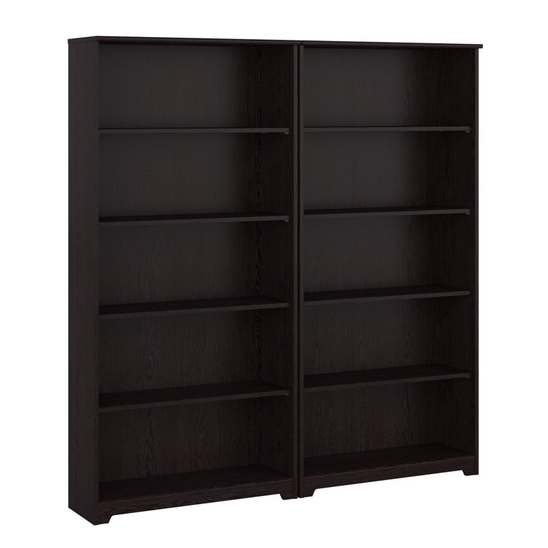66.3" H Manufactured Wood 5-Shelf Bookcase (Set of 2), Espresso Oak