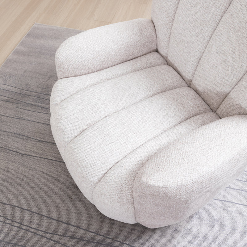 Fauteuil pivotant capitonné Broderic Petal, Blanc
