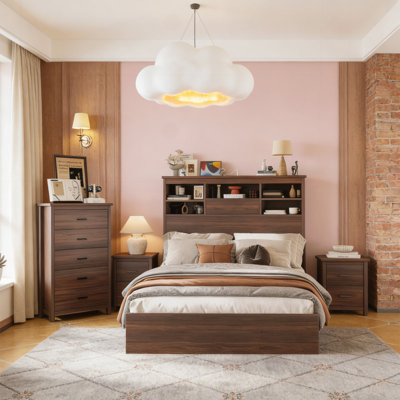 Ensemble de chambre à coucher 4 pièces, Noyer