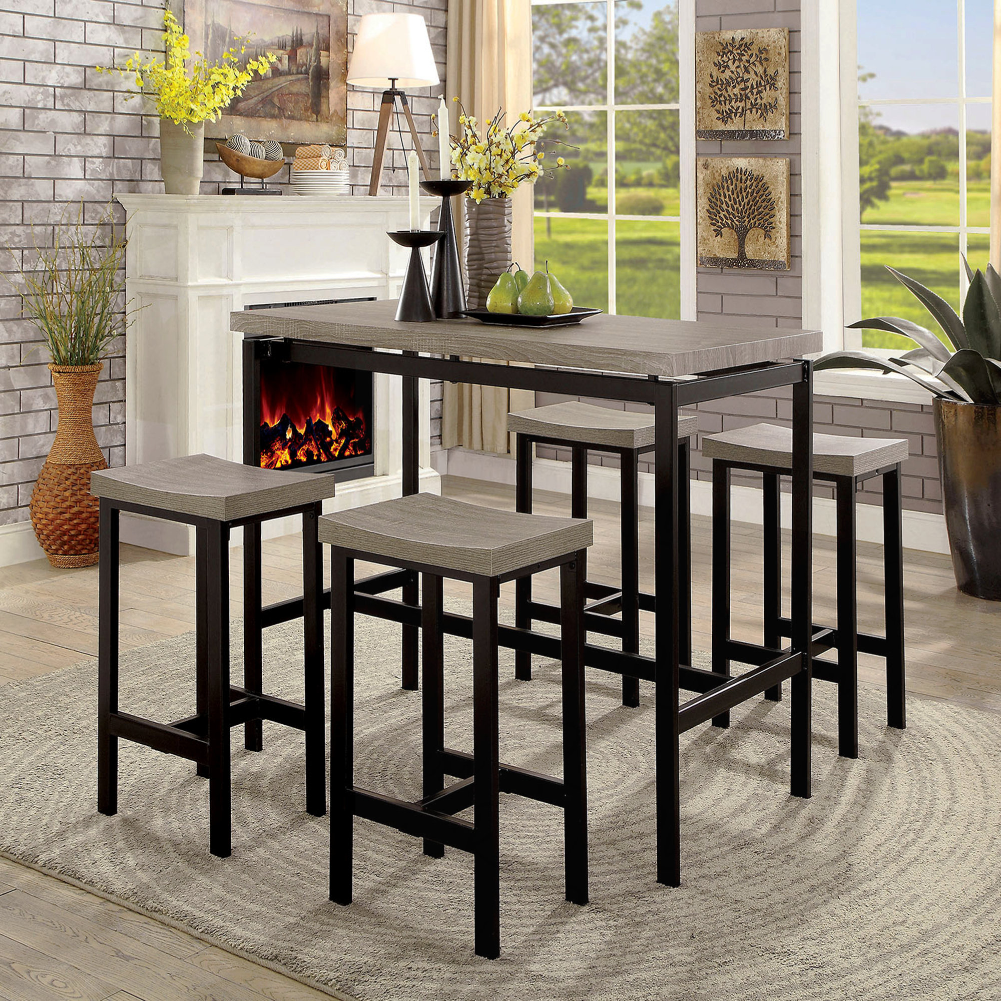 Red Barrel Studio® 5-Piece Counter Height Dining Table Set Two Tone ...