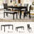 6-Piece Dining Table Set With Bench And Chairs, Wooden Dining Table Set For 6