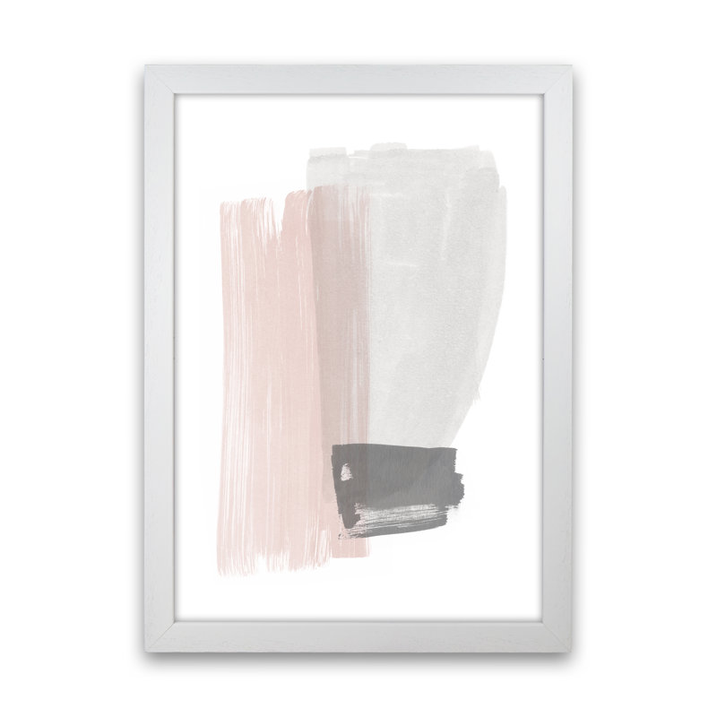 Grey And Pink Brushstrokes I - Print, White Framed Canvas, 88cm H x 64cm W x 3cm D