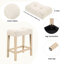 Table de bar 4 pièces avec prises et chargeurs, 3 tabourets rembourrés en chêne, placement derrière, surface en imitation bois, assises confortables en chêne, type C, assises en lin respirant, revêtement en caoutchouc