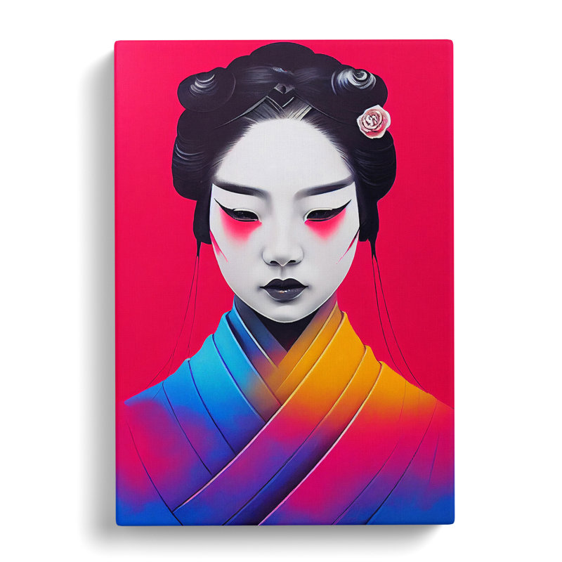 Neon Geisha - Wrapped Canvas, 76cm H x 50cm W x 3cm D