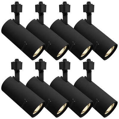 Luxrite 3 po Éclairage sur rail à DEL Zoomable, 5CCT, CRI90, 30 W, 2100LM, à intensité variable, inclinaison 358 ° + 90 ° et faisceau de 20 ° à 50 °, éclairage sur rail de type H, ETL, paquet de 8 noir