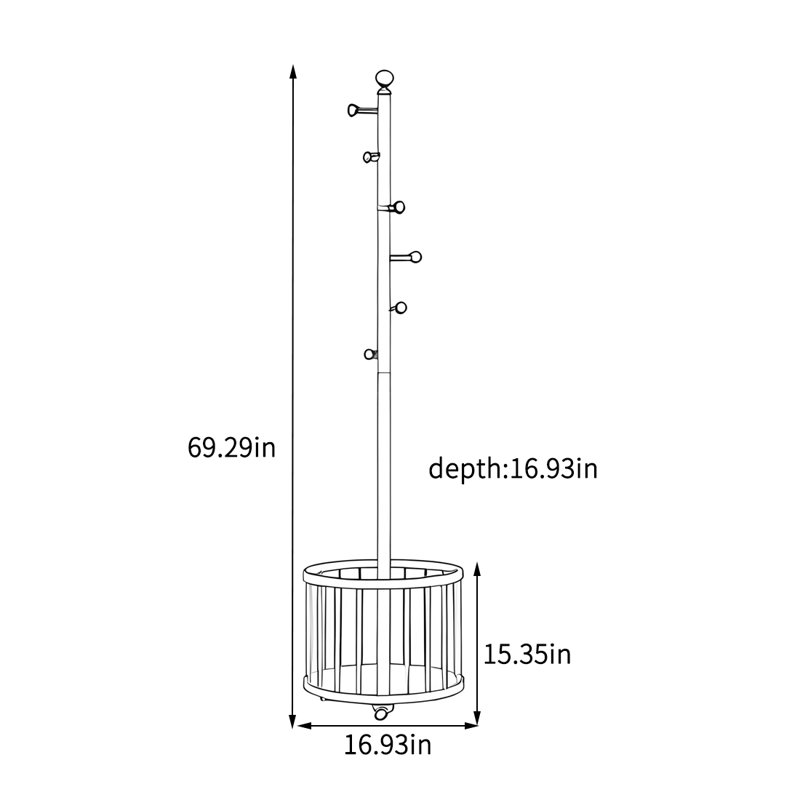 Coat Rack with Spherical Hanging and Solid Base