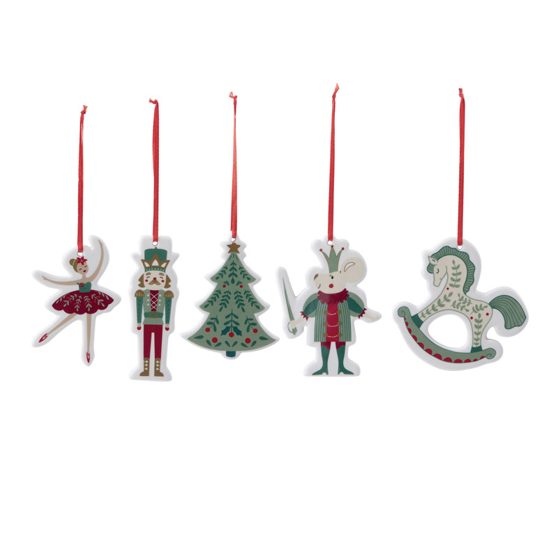 Ensemble de 5 décorations en céramique casse-noisette