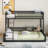 Floor Bunk Bed, Metal Frame with Ladder, Guardrails, No Box Spring Needed-2122555222-2122555221