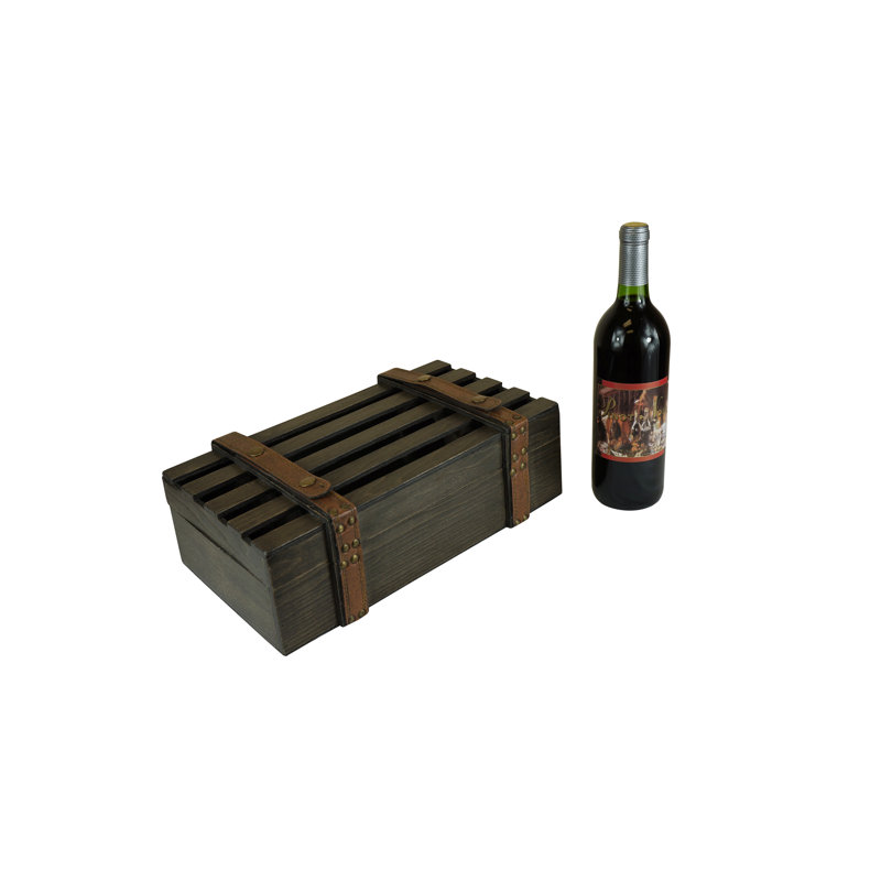 Barn Wood Doule Wine Carrier, 4.75" H x 14.25" W x 8.25" D