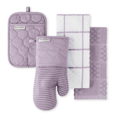 Ensemble de 4 serviettes de cuisine matelassées, gant de cuisine et poignées KitchenAid