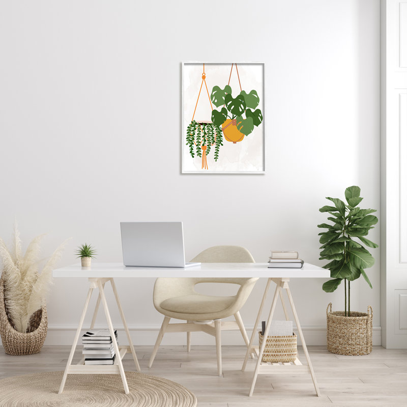 Plantes d'intérieur décontractées à suspendre, H 30 po x l 24 po x P 1,5 po, Giclée encadrée blanc bord de mer