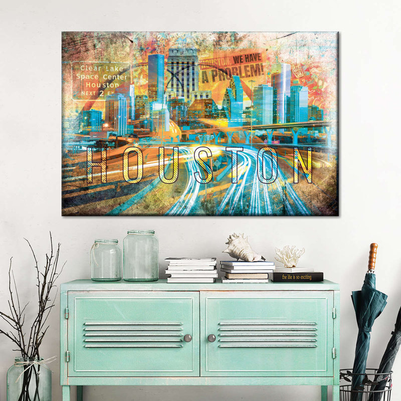 «Houston City Highway Grunge», reproduction sur toile, H 8 po x l 12 po x P 1 po