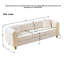 Velours beige avec 5 sièges, accoudoirs roulés à boutons et décor doré, structure en pin capitonnée à 3 + 2 places, passepoil, idéale pour le salon principal