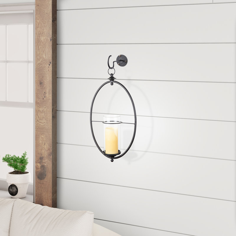Iron Wall Sconce, 21.4" H x 12" W x 4.3" D