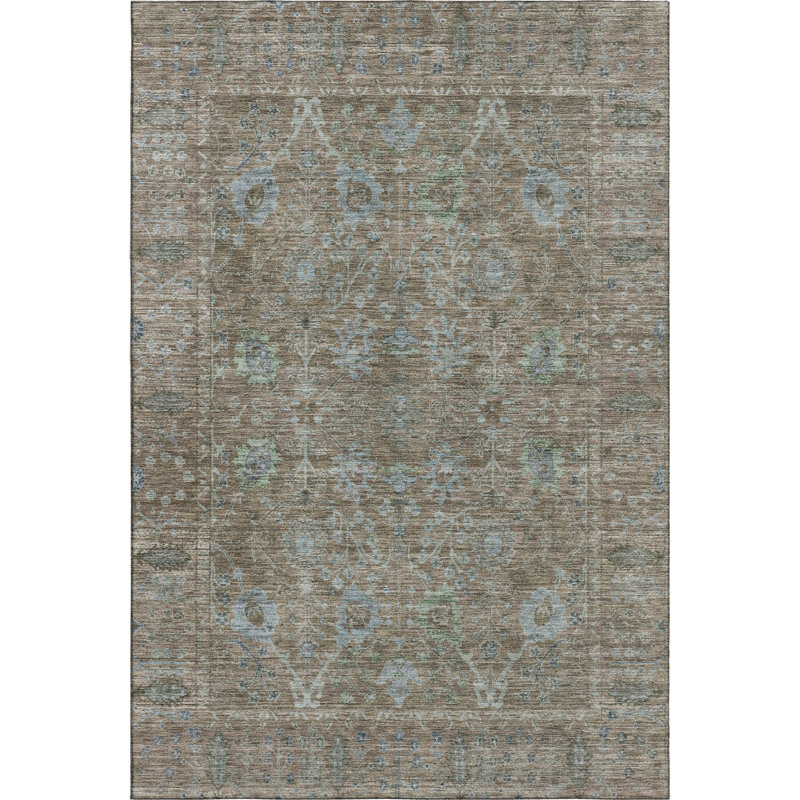 Premium Machine Washable Wayne AMF1106 Global Rug, Rectangle 8' x 10'