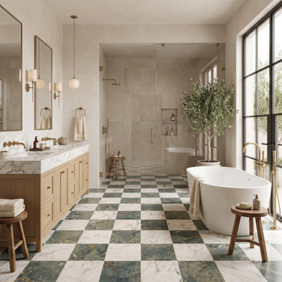 Prestige Checkerboard 8x8 Paonazzo and Amazzonite