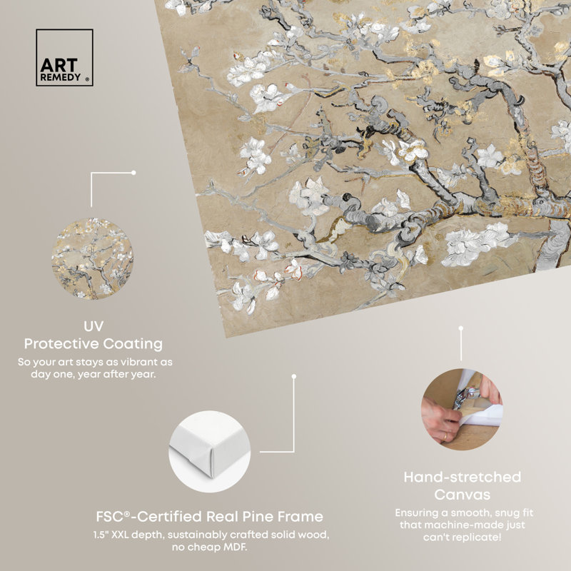 " Van Gogh In Gold Blossoms Inspiration " by Oliver Gal, No Frame, Wrapped Canvas, 30" H x 45" W