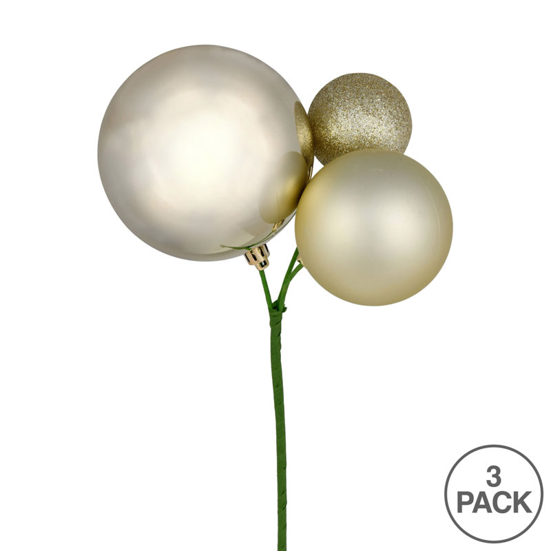 Ornement en forme de boule 18 po, 3 par sac, Champagne
