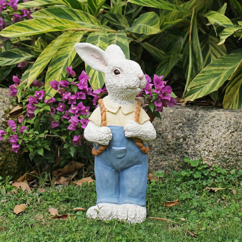 Charmante sculpture de jardin en résine bleue