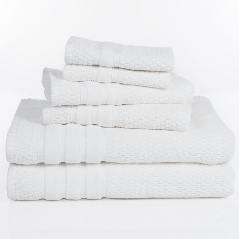6-Piece 100% Cotton Towel Set - with 2 Bath Towels, 2 Hand Towels, and 2 Washcloths, Seafoam, 6 pieces
