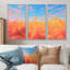 Coucher de soleil sur le champ de foin, ensemble d'art mural prairies-161481897-161481893