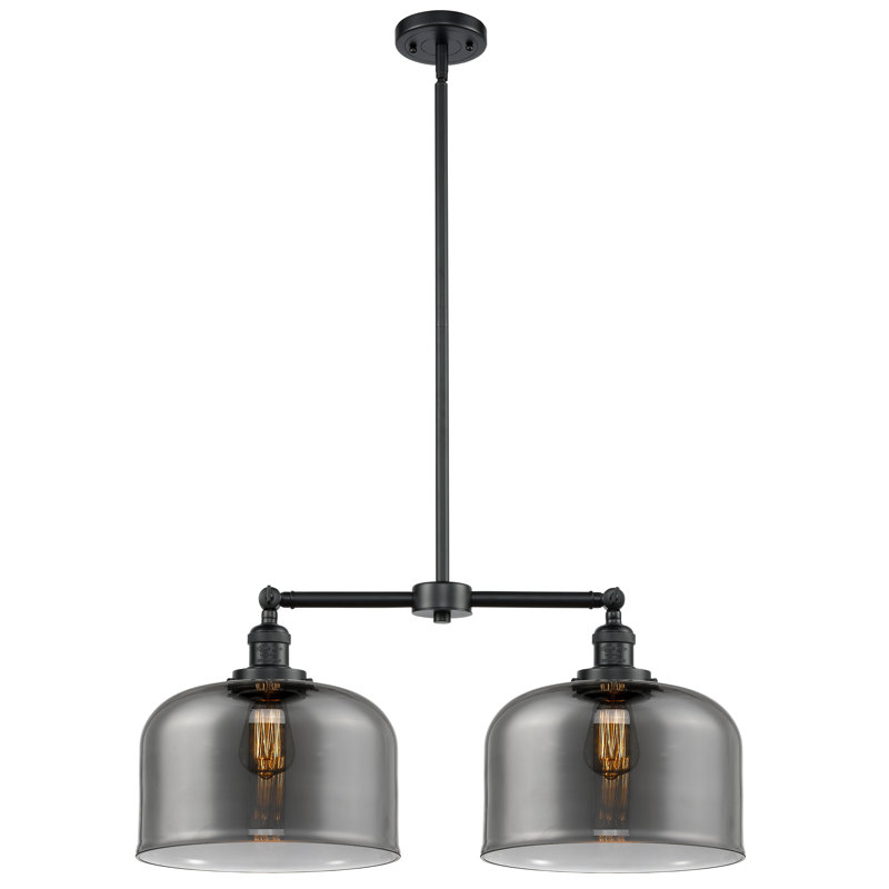 Bell 12" - 2 Light 21" Island Light, Clear, 6 Watt Vinage LED Bulb, Oil Rubbed Bronze
